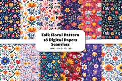 Folk Floral Seamless Digital Paper,18 PNG Product Image 1