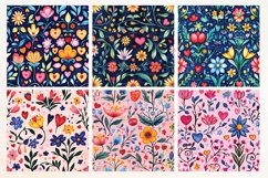 Folk Floral Seamless Digital Paper,18 PNG Product Image 2