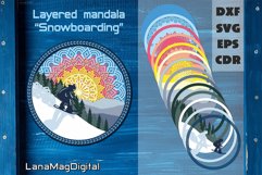 Snowboarding layered mandala svg Sunrise Mountain landscape Product Image 1