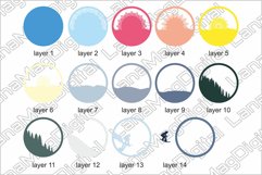 Snowboarding layered mandala svg Sunrise Mountain landscape Product Image 2