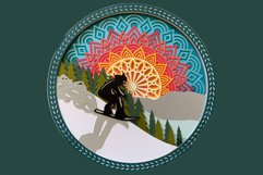 Snowboarding layered mandala svg Sunrise Mountain landscape Product Image 3