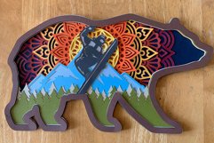 Bear with Snowboarder Mountain sunset Layered mandala SVG Product Image 4