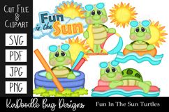Fun In The Sun Turtles SVG Cut File, Clipart PNG JPEG Product Image 1