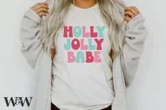 Holly Jolly Babe SVG |Retro Christmas Shirt SVG Product Image 3