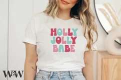 Holly Jolly Babe SVG |Retro Christmas Shirt SVG Product Image 1