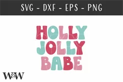 Holly Jolly Babe SVG |Retro Christmas Shirt SVG Product Image 2