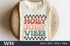 Holly Jolly Vibes SVG |Retro Checkered Christmas Design Product Image 2