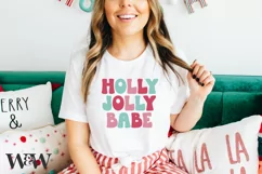 Holly Jolly Babe SVG |Retro Christmas Shirt SVG Product Image 4