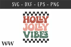 Holly Jolly Vibes SVG |Retro Checkered Christmas Design Product Image 3
