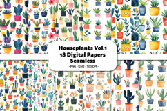 Houseplants Vol. 1 Seamless Digital Paper, 18 PNG Product Image 1