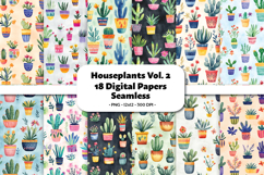 Houseplants Vol. 2 Seamless Digital Paper, 18 PNG Product Image 1