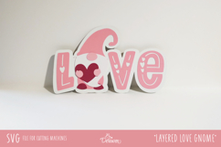Cute Layered Cardstock Gnome Valentine Decoration SVG Product Image 1