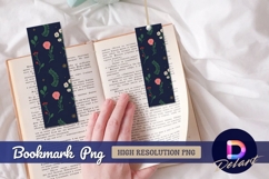 Dark blue floral and stars Bookmark PNG Product Image 1