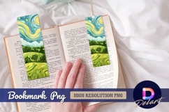 Starry night inspired green landscape Bookmark PNG Product Image 1