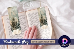 Watercolor snowy pine trees Bookmark PNG Product Image 1