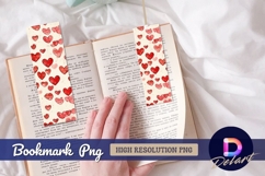 Red watercolor hearts valentine Bookmark PNG Product Image 1
