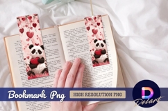 Cute panda holding heart valentine Bookmark PNG Product Image 1