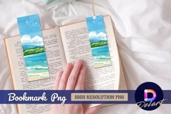 Watercolor beach landscape summer vibes Bookmark PNG Product Image 1