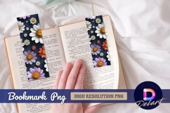 Colorful 3d flowers on dark Bookmark PNG Product Image 1