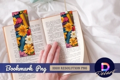 Floral bookmark design with books Bookmark PNG Product Image 1