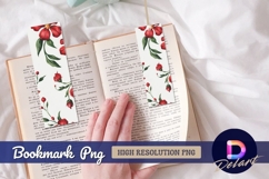 Red floral watercolor pattern for Bookmark PNG Product Image 1