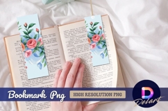 Watercolor roses on blue background Bookmark PNG Product Image 1