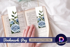 Watercolor blue roses bouquet bookmark png image Product Image 1
