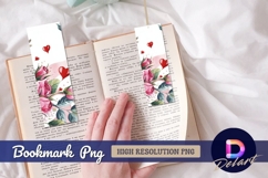 Watercolor roses and hearts Bookmark PNG Product Image 1
