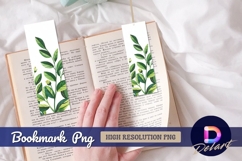 Watercolor green leaves floral illustration Bookmark PNG Product Image 1