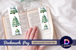 Watercolor christmas trees pattern bookmark png Product Image 1