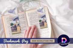 Watercolor mountain village landscape bookmark png Product Image 1