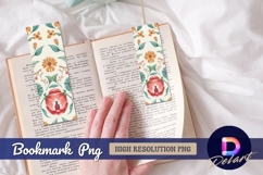 Watercolor floral pattern design bookmark png Product Image 1