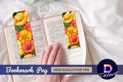 Vivid orange and yellow poppy flower pattern Bookmark PNG Product Image 1