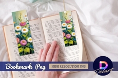 Colorful daisy flowers bookmark png watercolor style Product Image 1