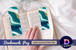 Teal gold marble texture bookmark png Product Image 1