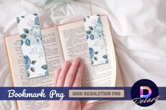 Watercolor blue roses floral design bookmark png Product Image 1