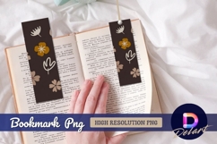 Brown floral wallpaper with yellow flower Bookmark PNG Product Image 1