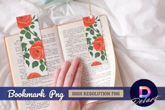 Red dahlia flower pattern Bookmark PNG Design Product Image 1