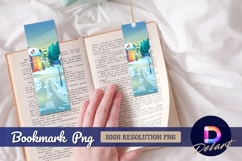 Snowy town winter landscape illustration Bookmark png Product Image 1