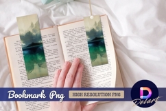 Watercolor mountain reflection art Bookmark png Product Image 1