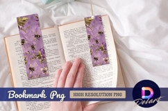 Watercolor bees and floral Bookmark PNG Design Product Image 1