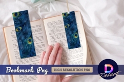 Elegant blue peacock feather watercolor Bookmark PNG Design Product Image 1