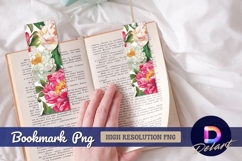 Floral bookmark design peonies Bookmark PNG Design Product Image 1