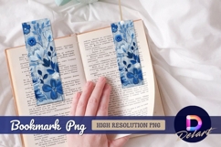 Blue floral embroidery pattern Bookmark PNG Design Product Image 1