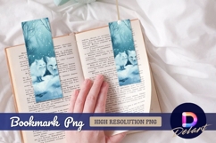 Two white foxes in winter forest Bookmark PNG Design Product Image 1