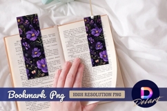 Purple floral watercolor pattern dark Bookmark PNG Design Product Image 1