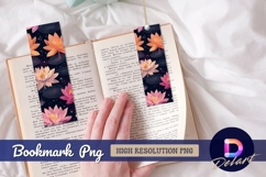 Colorful lotus flowers night sky Bookmark PNG Design Product Image 1