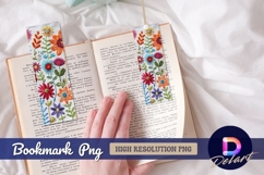 Floral embroidery art bright colorful Bookmark PNG Design Product Image 1