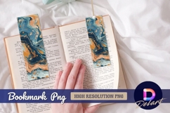 Marble texture blue gold abstract Bookmark PNG Design Product Image 1