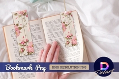 Floral bookmark on rustic wood panel Bookmark PNG Design Product Image 1